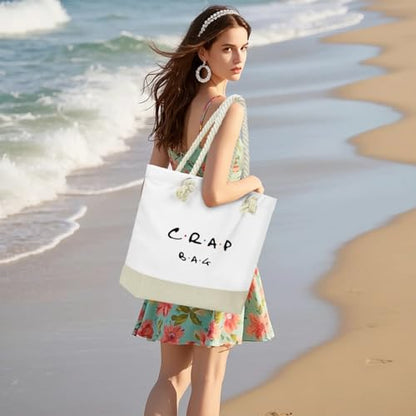 Fokongna Tote Bag For Women, Beach Bag Best Friend Travel Birthday Gifts, Travel Parties Vacation Shopping Essentials - color: Crap White