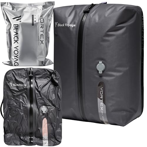 Black Voyage Reusable Vacuum Compression Travel Bag for Carry-On Suitcase and Backpack, Recycled IPX8 Waterproof Space Saver Vacpack (1-Pack, 18L - No Pump) - color: Gray 18L (1-Pack), size: 18L (No Air Pump)