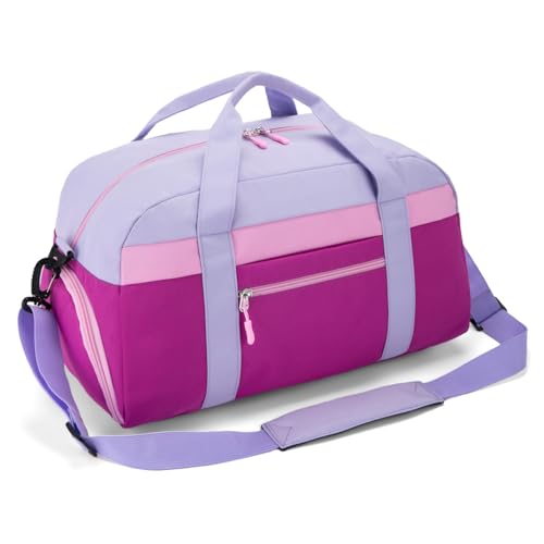 Kids Duffle Bag for Boys or Girls, Fit Sports Practice, or Overnight Travel Weekend (Purple) - color: Purple
