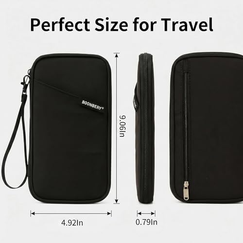 Travel Passport Holder, Water Resistant Travel Document Organizer for Family, Portable Passport Case with Wrist Strap for Travel, Vacation, Business Trip