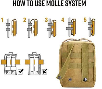 First Aid Pouch Empty Small, Tactical Molle EMT Pouch Compact Medical IFAK Rip Away Untility Bag Pouches - color: TAN