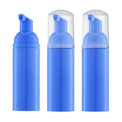 Tekson 3 PCS Soap Foam Bottle (2 oz), Empty Travel Foaming Lash Shampoo for Cleanser, Dispenser (Blue) - color: Blue, size: 3pcs