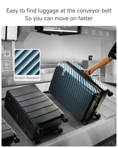 LUGGEX Luggage with Spinner Wheels, Polycarbonate Expandable Hard Shell Suitcase, 2 Piece Set, Charcoal Metallic - color: Charcoal Metallic, size: 2-Piece Set(20/28)