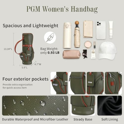 PGM Women's Versatile Crossbody and Hand bag for Work and Casual Outings with Waterproof - color: Olive Brown