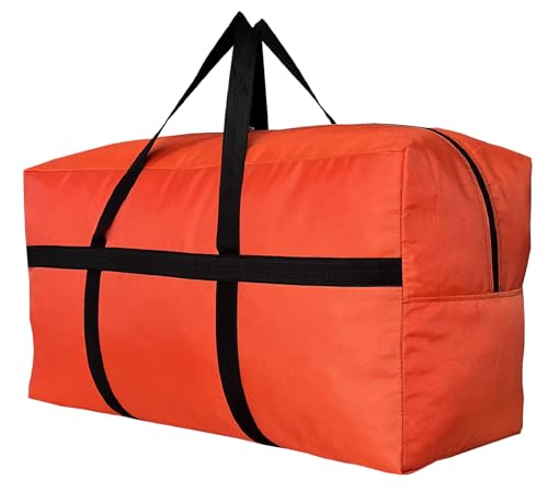 YiKitHom Extra Large Storage Duffle Bag for Travel, Orange Oversized Giant Big Traveling Duffle Bag - color: Orange, size: 56"L x 15"W x 27"H