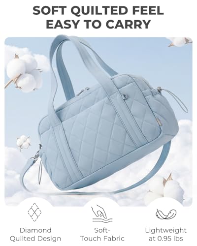 Percover Weekender Bag for Women, Ultra Lightweight Travel Duffle, Carry On Personal Item Overnight Bag with Toiletry Pouch & Compartments, Quilted Gym & Travel Bag, Slate Blue - color: Slate Blue