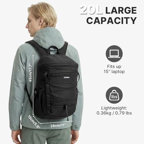 G4Free Hiking Backpack for Women Men 20L Lightweight Travel Backpacks Daypack Outdoor Daily Camping, Black - color: Blcak