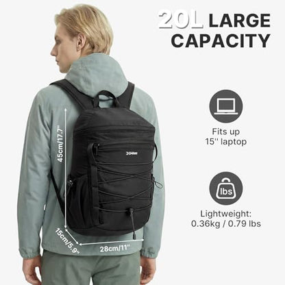 G4Free Hiking Backpack for Women Men 20L Lightweight Travel Backpacks Daypack Outdoor Daily Camping, Black - color: Blcak