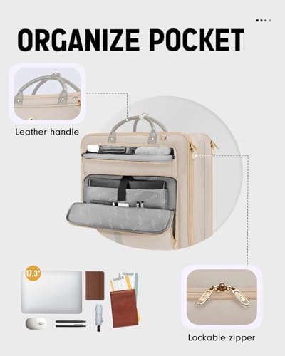 MATEIN Garment Bags for Travel for Women, Large Garment Bags for Hanging Clothes Up to 7 Suits, Business Convertible Travel Suit Carrier with Strap, Foldable Suitcase Luggage Fit 17.3" laptop, Beige - color: Beige