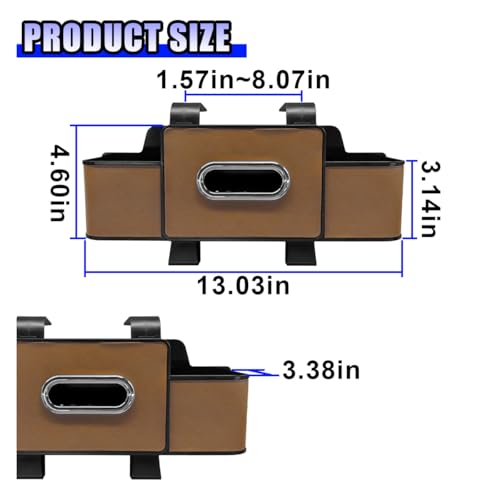 YoRise Multifunctional Car Back Seat Organizer, Leather Automotive Headrest Phone & Tissue & Cup Holder with Hooks, Family Travel Vehicle Backseat Storage Box for Drink, Snack, Handbag (Brown) - color: Brown