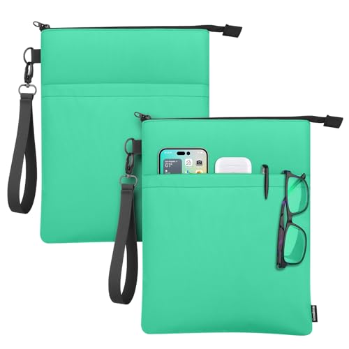 Book Sleeves with Zipper, Travel Book Protector Pouch for Paperbacks & Hardcover Books, Book Covers Bags Carry Case/Front Pocket & Handle Strap for Book Lovers Mother's Day (Light Green, 2 Pcs) - color: Light Green, size: 2 Pcs