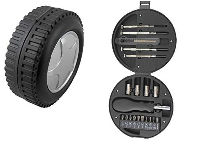 20-Piece Mini Tool Kit in Tire-Shaped Case – Compact DIY Repair Set with Screwdriver Bits, Sockets, Utility Blade & Precision Tools for Home, Car, Office, Travel – Portable Giftable Tool Set