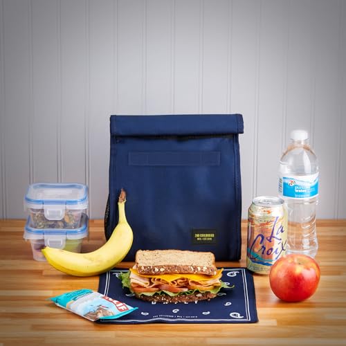2nd Childhood Rolltop Lunch Bag for Work or School – Compact, Foldable & Low Profile Design – Insulated Reusable Bag with Handle – Slim, Durable & Stylish - 3.5L (Blue) - color: Blue