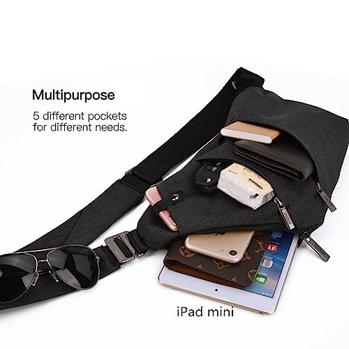 VADOO Sling Bag - Anti-theft Crossbody Shoulder Bag for Men and Women - color: Black