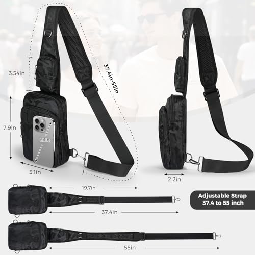 VADOO Sling Bag, Crossbody Bag with Zipper Lock, RFID Blocking & Water Resistant for Men and Women - color: Camouflage Black