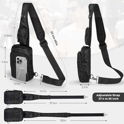 VADOO Sling Bag, Crossbody Bag with Zipper Lock, RFID Blocking & Water Resistant for Men and Women - color: Camouflage Black