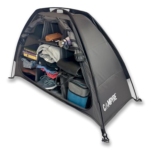 Tent & RV Camping Organizer with Zippered Flap, 9-Shelf Storage. RV Shoe Organizer, Dining Tent Organizer. Organize Any Other Camp Gear/Accessories (Patented - Licensed)