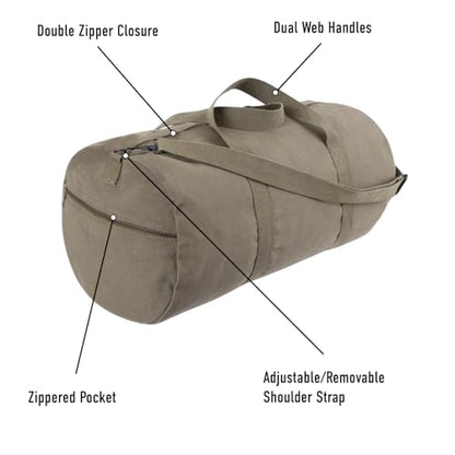 Rothco Heavy-Duty Canvas Shoulder Duffle Bag - Rugged Travel Gym Gear Equipment Bag - color: Navy Blue, size: 19 Inches