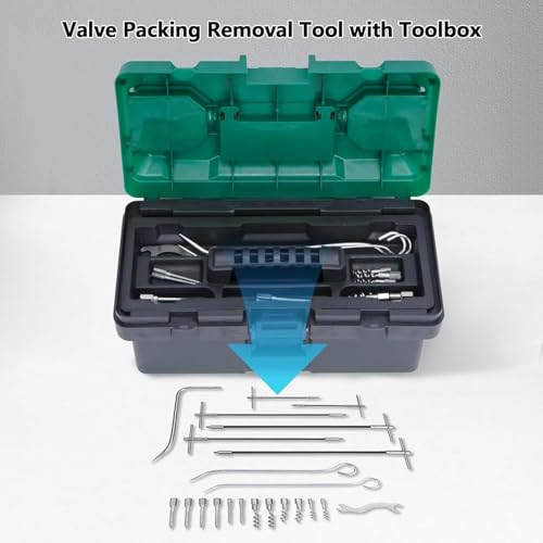 lukar 23pcs Packing Extractor, Pump Packing Puller Set, Packing Seal Puller, Stainless Steel Removable Tip, Flexible Packing Hook Extractor, Valve Packing Removal Tool with Toolbox