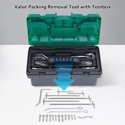 lukar 23pcs Packing Extractor, Pump Packing Puller Set, Packing Seal Puller, Stainless Steel Removable Tip, Flexible Packing Hook Extractor, Valve Packing Removal Tool with Toolbox