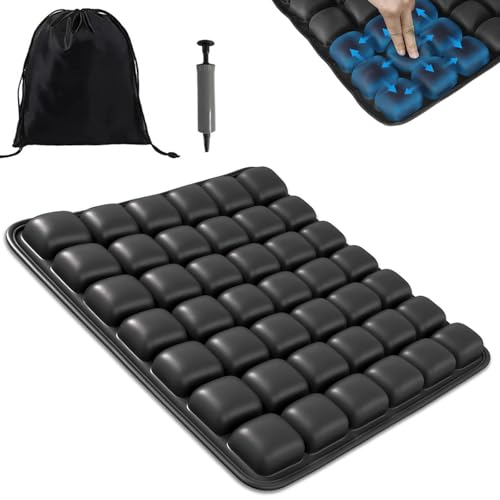 Press Type Inflatable Travel Cushion Airplane Seat Cushion, Built-in Air Pump Portable Airplane Seat Cushion for Long Flights, Car, Office, Wheelchair