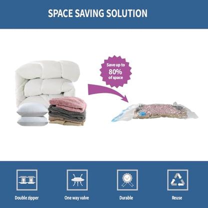 20 Pack Space Saver Vacuum Storage Bags Everyday Set | Vacuum Sealed Compression Bags with Hand Pump, Space Saving for Clothing, Travel, Bedding, Blankets, Comforters, Pillows - size: 20-Pack-H
