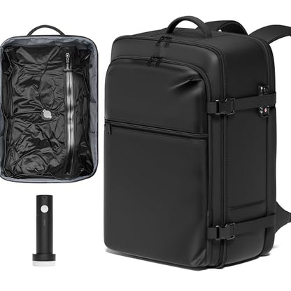SUOCO Travel Vacuum Backpack with Portable Electric Pump, 45L Carry On Compression Seal Travel Backpack with Vacuum System, Traveling Packing Luggage Suitcase, Black - color: Black