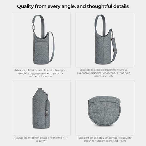 Travelon Anti-Theft Boho Insulated Water Bottle Tote - color: Gray Heather