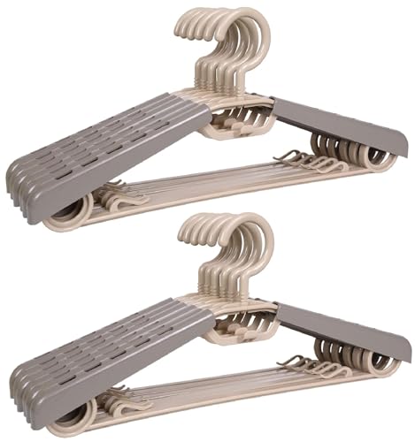 12-Pack Heavy Duty Plastic Extra-Wide Arm 15"-23" Suits Clothes Hangers with Swivel Hooks,Perfect for Coat,Jacket,Dress,Shirt,Trousers or Closet Space Saving,Grey&Tan - color: Gray-12 Pack