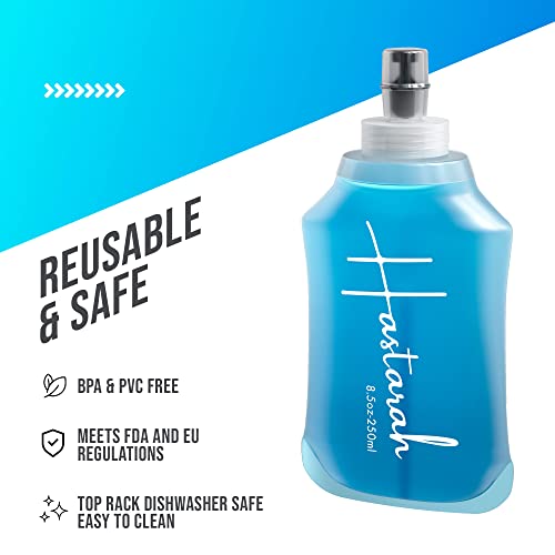 Flexible Running Bottle - Two Pack: 8.5oz, Foldable, BPA/PVC Free, Perfect for Hydration Pack, Running Vest - Ideal for Jogging, Hiking & Travel