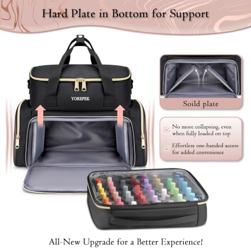 YOREPEK Extra Large Nail Polish Organizer Case Holds 96 to 100+ Bottles (15ml/0.5 fl.oz) UV lamp, Gel Polish Travel Case Bag with 2 Removable Pouches Fits Nail Supplies, Manicurist Nail Tech Gifts - color: Black-96bottles