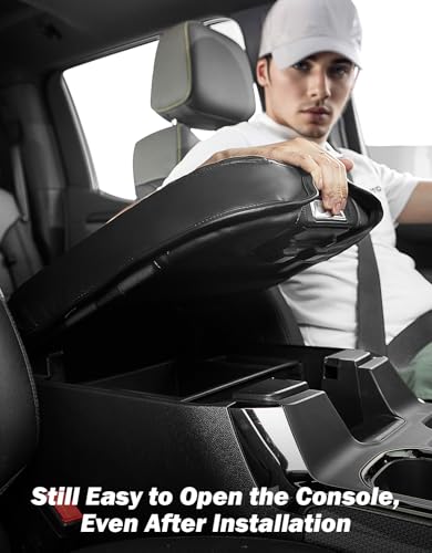 JOYTUTUS Center Console Cover Compatible with Silverado Sierra 2019-2025 2026, Leather Arm Rest Armrest Cover for Car, Middle Console Cover Lid, Car Arm Rest Covers Cushion Pad, Car Black Accessories - size: Bucket Seat Console 2019-2026 Silverado/Sierra
