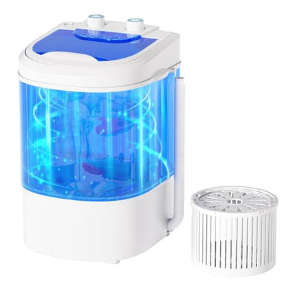 INTERGREAT Portable Washing Machine, 6.6 Lbs Mini Washer Machine Compact, 110V Single Tub Semi-Automatic Portable Laundry Washer Machine for Apartments, RV, Dorms, Traveling, Blue