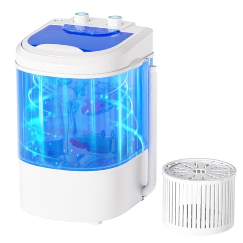 INTERGREAT Portable Washing Machine, 6.6 Lbs Mini Washer Machine Compact, 110V Single Tub Semi-Automatic Portable Laundry Washer Machine for Apartments, RV, Dorms, Traveling, Blue