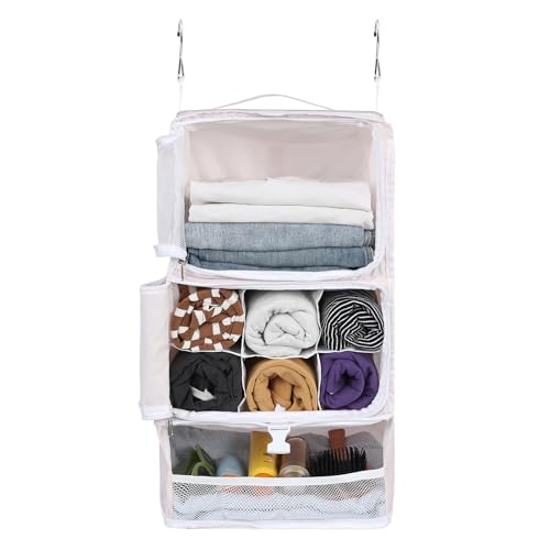 Surblue Hanging Shelves Travel Storage Bag Compression Packing Cube for Suitcase Collapsible with Extension Layer Large Capacity, Pink,XL - color: A-Pink, size: XL 13*10.2*23.2in