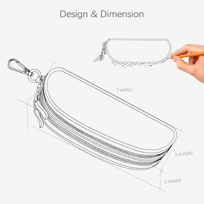 Double Eyeglasses Case Soft Portable Zipper Sunglasses Pouch with Keychain Clip for Men Women - color: Orange