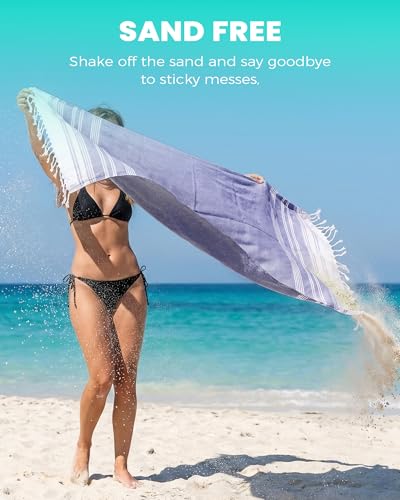 Antfuny Turkish Beach Towels Vacation Essentials Quick Dry Sand Free Soft Extra Large XL Big Blanket Adult Bath Pool Swim Towel Lightweight Thin Sandless Fast Drying No Sand Packable Foldable Blue - color: Thicker Navy, size: 72 x 36 inch