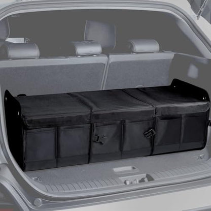 1680D Trunk Organizer with Lid, Extra-Large 114L Collapsible Cargo Organizer for SUVs, Trucks & Large Cargo Areas, Rigid PP Panels, 800D x 800D Weave, Water-Repellent, Anti-Sag Design