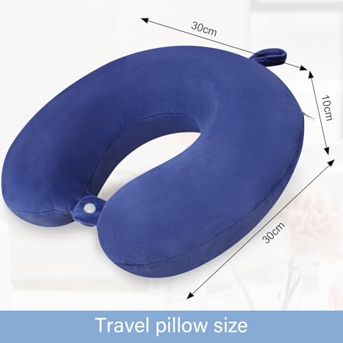 Travel Pillow Neck Pillow for Airplanes Memory Foam Neck Pillow for Traveling, Car, Home, Flight Portable Pillow for Sleeping Provide Head Neck Support Rest - color: Vivid Blue