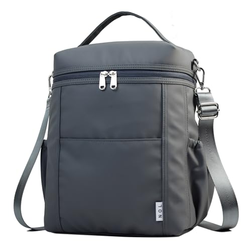 NOL Natural Organic Lifestyle Insulated Lunch Bags for Women Cooler Bag Lightweight Nylon Waterproof Lunch Box For Work (Dark gray, Large) - color: Dark Gray, size: Large (12 Liters)