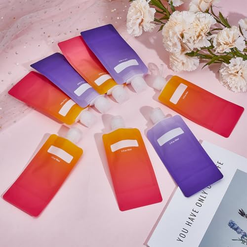GORGECRAFT 12 Pack Travel Pouches Toiletries 90ml Air Travel Kit Lotion Bags Liquid Squeeze Pouch Portable Refillable Leak Proof Empty Makeup Toiletries Packing Bags Containers for Face Cream Shampoo