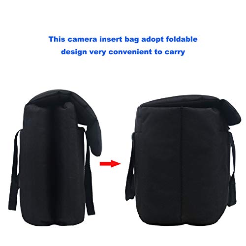 Camera Inserts Lens Padded Insert Liner DSLR SLR Protective Bag Camera Cube Roomy Case Waterproof Foldable pouch for Camera Lens Accessories Sony Canon Nikon Olympus (Black) - color: Black