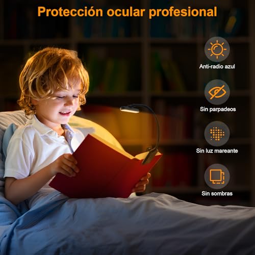 karidi Rechargeable 24 LED Book Light for Reading, 360° Flexible Gooseneck, 5 Color Tones, Clip-on for Books/Tablet/Bed, USB-C, 80H Glare-Free Eye Care (Black) - color: Black