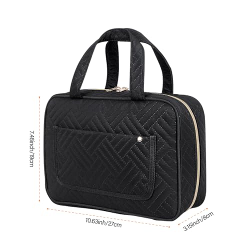 Hanging Toiletry Bag for Women Cosmetic Toiletries Travel Bag, Black - color: Black