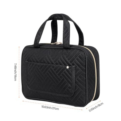 Hanging Toiletry Bag for Women Cosmetic Toiletries Travel Bag, Black - color: Black