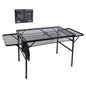 Nice C Folding Grill Table, Camping Tailgate Metal Table, 2 Tier Mesh Grill Station, with Metal Folding Adjustable Height&Width, Mesh Net, Carry Handle, for Outdoor