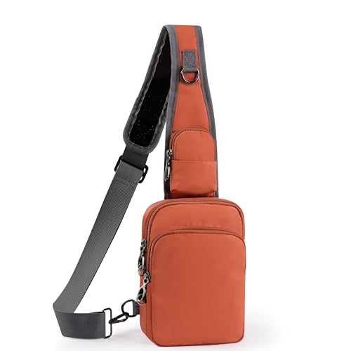 VADOO Sling Bag, Crossbody Bag with Zipper Lock, RFID Blocking & Water Resistant for Men and Women - color: Orange