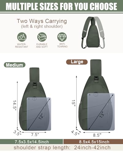 Pritent Crossbody Bags for Women Men Trendy Sling Bag Backpack Casual Chest Bag with Convertible Shoulder Strap - color: Green, size: Medium