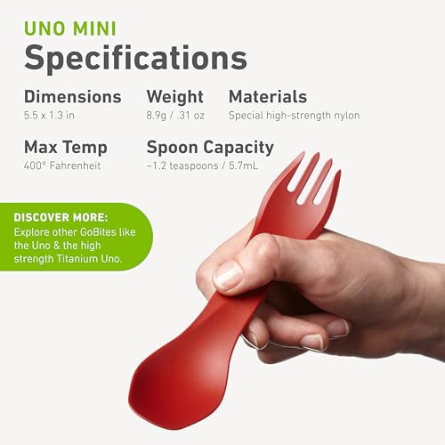 humangear GoBites Uno | Travel & Camping Utensils | Portable & Convertible Dining Ware | Multi-Functional Spork, Pink - color: Pink