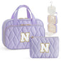 YOOLIFE Hanging Toiletry Bag for Women - Initial Large Capacity Personalized Bag for Traveling Women Travel Essentials Gifts Purple - N - color: Purple, style: N